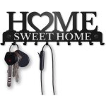 Porte - cl�s mural accroche clef sweet home d�coratif (10 crochets), pat�re en m�tal pour porte d'entr�e, ...