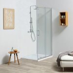 Kiamami valentina - porte coulissante et verre fixe pour paroi de douche extensible 110 - 120 leo