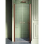 Otitec - porte de douche battante 90 cm cuivre bross� monako copper brushed - cuivre bross�