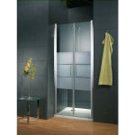 Portes de douche battantes, verre 5 mm, anticalcaire, décor sablé dépoli light, profilé aspect chromé, ... Portes de douche battantes, verre 5 mm, anticalcaire, décor sablé dépoli light, profilé aspect chromé, ...