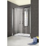Porte de douche coulissante 120 x 185 cm, verre 6 mm, 4 lments, profil aspect chrom, impriale, schulte ...