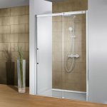 Porte de douche coulissante, 120 x 200 mm, verre 8 mm, profil� aspect chrom�, manhattan, schulte, ouverture ...