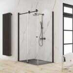 Schulte - porte de douche coulissante + paroi de retour fixe, 120 x 80 x 200 cm, verre 8 mm, profil� ...