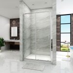 Porte de douche coulissante porte de douche coulissante r�glable - cadre en aluminium 110 cm - sirhona ...