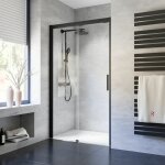 Schulte - porte de douche coulissante, verre 8 mm anticalcaire, profil� noir, imp�riale 8 softclose, ...