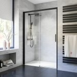 Porte de douche coulissante, verre 8 mm anticalcaire, profil� noir, imp�riale 8, schulte, softclose, ...