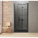 Otitec - porte de douche noire pliante droite serigraphiée 90 cm rhodes black Otitec - porte de douche noire pliante droite serigraphiée 90 cm rhodes black
