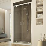 Porte de douche ouv. saloon verre transparent h. 185 mod sintesi 2 portes 130 cm