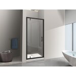 Nala ? porte de douche battante rototranslante 61 - 64 cm h 200 cm ? cadre noir mat r�versible ? verre ...
