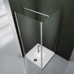 Porte de douche pivotante 90x80x195cm cabine de souche acc�s d'angle avec le receveur 80x90x3cm