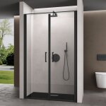 Porte de douche pivotante pour niche paroi de douche transparente verre de 8mm avec rev�tement anti - ...