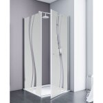 Porte de douche pivotante + paroi de retour fixe, verre 5 mm anticalcaire, profilé aspect chromé, style ... Porte de douche pivotante + paroi de retour fixe, verre 5 mm anticalcaire, profilé aspect chromé, style ...
