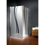 Porte de douche pivotante + paroi de retour fixe, verre 5 mm anticalcaire, profilé aspect chromé, style ... Porte de douche pivotante + paroi de retour fixe, verre 5 mm anticalcaire, profilé aspect chromé, style ...