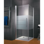 Porte de douche pivotante + paroi de retour fixe, verre 5 mm anticalcaire, profilé aspect chromé, style ... Porte de douche pivotante + paroi de retour fixe, verre 5 mm anticalcaire, profilé aspect chromé, style ...