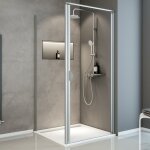 Jamais utilis� ] - porte de douche pivotante + paroi de retour fixe, verre 5 mm transparent, sunny expressplus ...