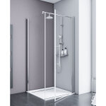 Porte de douche pivotante + paroi de retour fixe, verre transparent 5 mm anticalcaire, profil� aspect ...