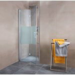 Porte de douche pivotante - pliante, verre 5 mm anticalcaire, d�cor sabl� au milieu d�poli schulte 100 ...