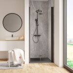 Schulte - porte de douche pivotante - pliante, verre 6 mm, profil noir, garant 80 x 200 cm, ouverture ...