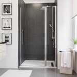 Porte de douche pivotante sur paroi fixe, verre transparent anticalcaire, newstyle schulte profilé mural ... Porte de douche pivotante sur paroi fixe, verre transparent anticalcaire, newstyle schulte profilé mural ...