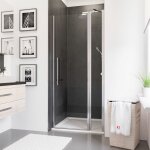 Porte de douche pivotante sur paroi fixe, verre transparent anticalcaire, newstyle schulte profilé mural ... Porte de douche pivotante sur paroi fixe, verre transparent anticalcaire, newstyle schulte profilé mural ...