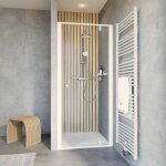 Schulte - porte de douche pivotante, verre 6 mm transparent, profil blanc, trend 2. 0 100 x 200 cm