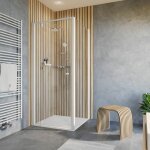 Porte de douche pivotante, verre 6 mm transparent, profil� blanc, trend 2. 0 schulte, avec paroi lat�rale ...