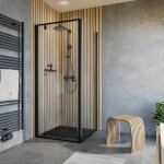 Porte de douche pivotante, verre 6 mm transparent, profilé noir, trend 2. 0 schulte avec paroi latérale ... Porte de douche pivotante, verre 6 mm transparent, profilé noir, trend 2. 0 schulte avec paroi latérale ...