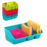 Porte - �ponge � 3 compartiments 21x13xh7. 5cm plastique color� 11258