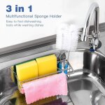 Porte - �ponge pour �vier de cuisine, 3 en 1 porte - brosse en tissu adh�sif distributeur organisateur ...