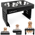 Porte gamelle chien pliable, gamelle pour animaux de compagnie, 2 x2600ml, bol en acier inoxydable , ...