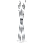 Pegane - porte manteaux coloris chromé - blanc - dim : l 35 x p 35 x h 128 cm Pegane - porte manteaux coloris chromé - blanc - dim : l 35 x p 35 x h 128 cm