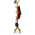 Relaxdays - porte manteau garde robe en bambou penderie vestes avec 8 crochets, hlp 181, 5 x 53 x 53 ...