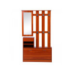 Mh - porte - manteaux avec meuble  chaussures et miroir bois orang