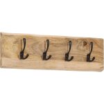 Porte - manteau mural avec 4 crochets bois de manguier massif