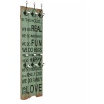 Porte - manteau mural avec 6 crochets 120 x 40 cm happy love