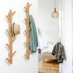 Porte manteau mural en bois - forme d? arbre - 8 crochets?72598cm
