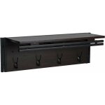 D�coshop26 - porte - manteau mural �tag�re rangement avec 4 crochets 24x75x24cm mdf marron fonc� 040000973 ...