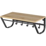 Porte - manteau mural avec �tag�re de rangement, tringle et 5 crochets, cadre en m�tal noir, style industriel ...