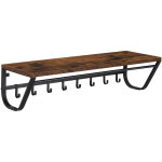 Porte - manteau mural avec �tag�re de rangement, tringle et 8 crochets, cadre en m�tal noir, style industriel ...