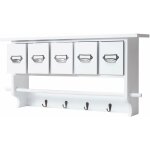 Décoshop26 - porte manteau mural étagère de rangement vintage 5 tiroirs avec 4 crochets 32x65x13cm blanc ... Décoshop26 - porte manteau mural étagère de rangement vintage 5 tiroirs avec 4 crochets 32x65x13cm blanc ...