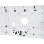 D�coshop26 - porte - manteau mural family panneau style vintage avec 8 crochets 60x90cm blanc vieilli ...