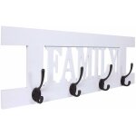 D�coshop26 - porte - manteau mural pat�re en bois blanc avec 4 crochets 20, 5x60x1, 5 cm med04064