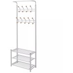Porte - manteau avec rangement de chaussures 68x32x182, 5 blanc Porte - manteau avec rangement de chaussures 68x32x182, 5 blanc