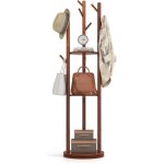 Goplus - porte - manteau sur pieds bois, porte - manteau rotatif � 360�, 3 etag�res de rangement, 9 crochets, ...