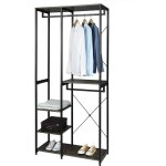 Porte - manteau vestiaire - mtal et bois - noir + rouille - 90 x 40 x 204, 5 cm - woltu