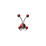 Porte manteau en bois et métal gris et rouge pour enfants, junior Porte manteau en bois et métal gris et rouge pour enfants, junior
