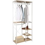 Porte - manteau vestiaire woltu m�tal et bois - blanc + ch�ne clair - 90 x 40 x 204, 5 cm