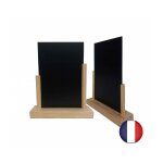Porte menu de table en bois brut avec ardoise format a5 - lot de 2 - fabrication fran�aise