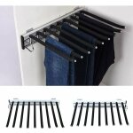 Porte - pantalon coulissant  9 bras pour placard, barre de suspension en acier inoxydable, rail de suspension ...