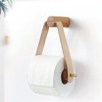 Porte - papier hygi�nique mural en bois et cuir, porte - rouleaux de papier de soie rustique, accessoires ...